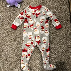 Carter's Gray and Red Santa Footie Pajamas
